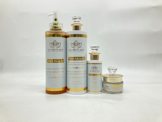 Golden Skincare Set (Body Lotion, Face Cream, Serum & Shower Gel)
